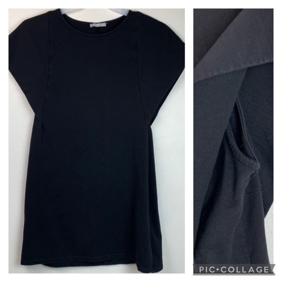 ZARA mini dress W/B Collection: structured cape sleeve chic black shift EUC - Picture 1 of 10